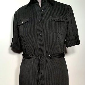 Tahari Arthur S Levine Essentials Women’s Button-Up Black Pin-Stripe Dress Sz 10